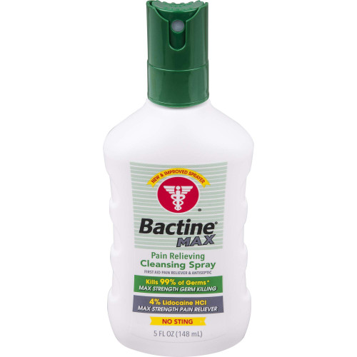 Bactine MAX Pain Relieving Cleansing Spray with 4% Lidocaine, 5 Ounce (Pack of 3)