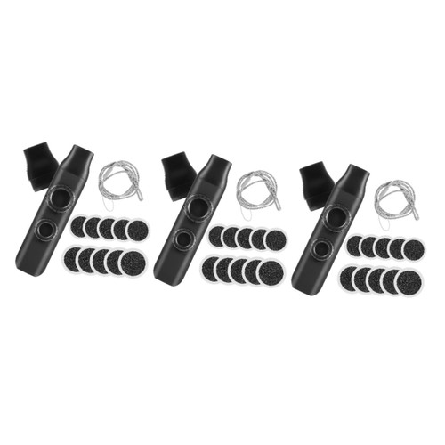 Alasum 3pcs Double Hole Kazoo Kazoos Instruments Kazoos Bulk Jaw Harp Otomatone Portable Kazoos Prockets Instruments Pitch Metal Kazoo with Lanyard Guitar Kazoo Flutes Abs Gear Music