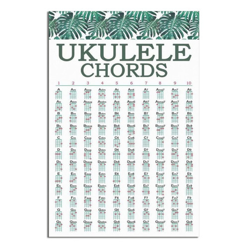 JIUFOTK Ukulele Beginners Knowledge Metal Sign Vintage Ukulele Chords Guide Tin Poster Music Room Decor Office Club Wall Decoration Plaque 12x17 Inches