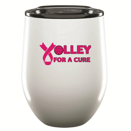 Gift Volleyball for Breast Cancer Awareness Pink Ribbon Volley for a Cure 12oz Wine Tumbler Gift Volleyball for Breast Cancer Awareness Pink Ribbon Volley for a Cure 12oz Wine Tumbler