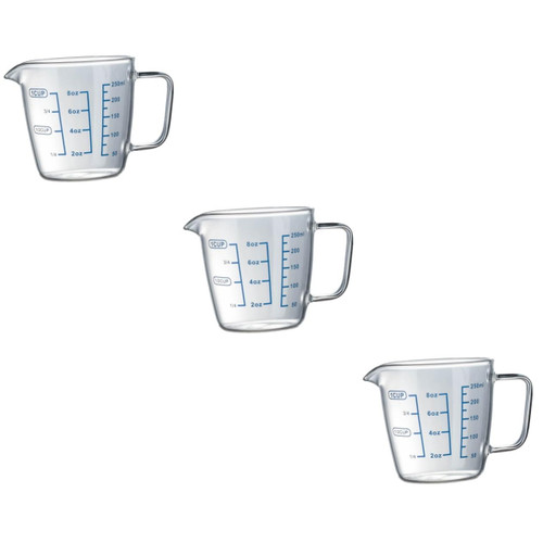 Zerodeko 3pcs High Borosilicate Glass Measuring Cup Glass Beakers Water Cups for Kids Clear Drinking Glasses Liquid Measuring Cup Measuring Mixing Cup Child Graduated Cup With Scale