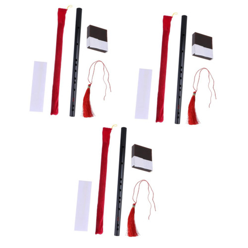 ibasenice 3pcs Black Fife Baroque Flute Chinese Traditional Musical Instrument F Key Carnatic Flute Musical Recorder Flute Beginner Flute Piccolo Flute Student Plastic Wooden Bamboo Flute