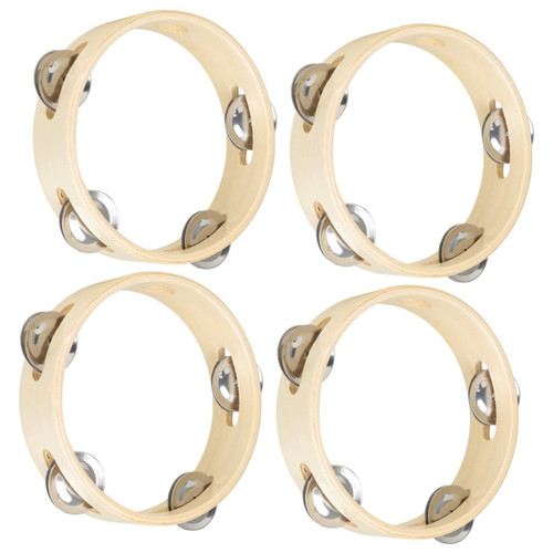 Alasum 4pcs 6 Rattle Tambourine Circle Shaker Rattle Percussion Hand Drum Cymbal Ching Ring Tambourine Hand Tambourine Musical Instrument Small Tambourine Toys Wooden Child Key Ring Metal