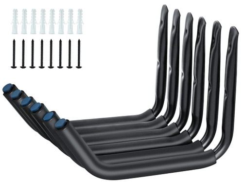 WMK Kayak Storage Racks, 6 Pack Wall Mount Kayak Hooks, Garage Storage Canoe Hangers for Hanging Canoe Surfboard Snowboard Paddle Board Ladders Bikes