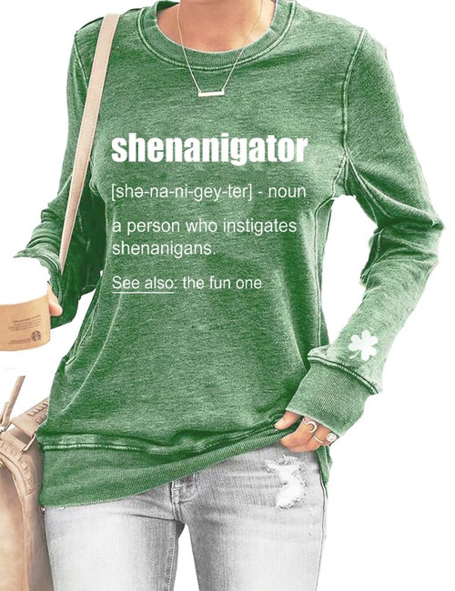 MOGUI Shenanigans Coordinator Sweatshirt Shenanigans Coordinator T-Shirt Shamrock Print Long Sleeve Shirt St Patricks Day Shirt