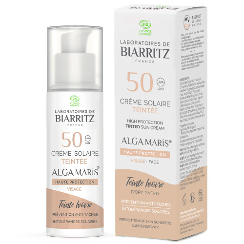 Laboratoires de Biarritz Alga Maris High Protectin Tinted Sunscreen Face SPF50 Organic 50ml - Ivory