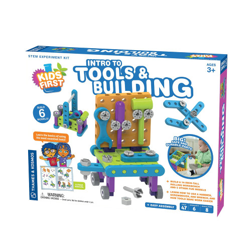 Thames & Kosmos Kids First: Intro to Tools & Building STEM Experiment Kit for Ages 3+ | Build 6 Models, Learn Basic Mechanical Engineering Principles | Make Your Own Workbench with Durable Parts