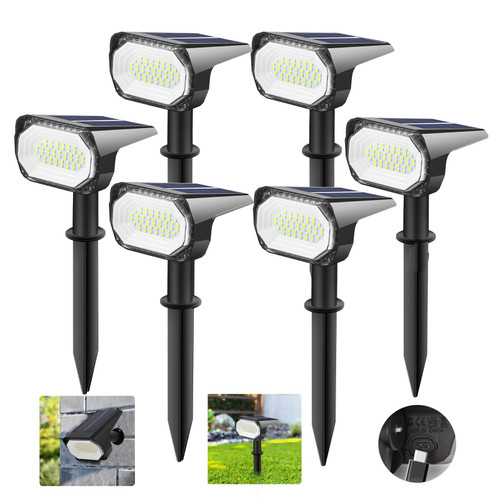 CILIENG Solar Spot Lights Outdoor Waterproof IP65, Dusk-to-Dawn Solar Landscape Spotlights for Outside, 3 Lighting Mode Solar Powered Garden Lights for Yard Walkway Pathway-6 Pack, Cool White