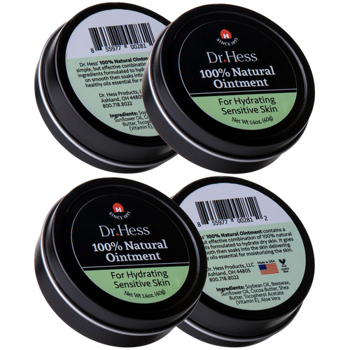 Dr Hess 100% Natural Sensitive Skin Ointment, All-Purpose Ointment with Soybean Oil, Cocoa Butter, Shea Butter & Aloe Vera, Moisturizer Cream for Face & Body, Cracked Heels, 1.4 oz 4 Pack