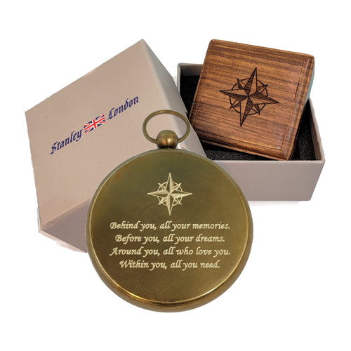 Personalized Antique Brass Pocket Compass Gifts | Engraved Compasses for Graduation, Him, Her, Husband, Dad, Son (FBA - Behind You)