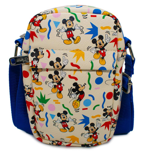 Disney Bag, Cross Body, Mickey Mouse Action Poses Confetti Collage, White, Vegan Leather