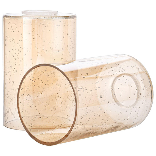 Rivqahra 2 Pack Clear Amber Seeded Glass Lamp Shade for Light Fixture, 6" Tall, Bubble Cylinder Glass Shade Replacement Globe for Chandelier Pendant Light Wall Sconce 1-5/8 Inch Fitter