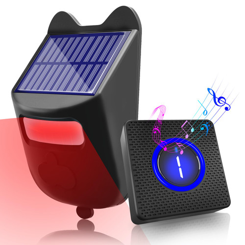 Solar Driveway Alarm Wireless System Outside Weatherproof Motion Detector & Sensor for 1000ft Long Range - No Need Replace Batteries Security Driveway Alert System - Monitor & Protect Outside Property