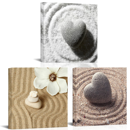 Artsbay Zen Stone Canvas Wall Art Sand Giclee Prints Canvas Calm Peaceful Still Life Picture Painting Modern Artwork for Spa Yoga Room Living Room Bedroom 3 Piece 12Wx12Hx3 Artsbay Zen Stone Canvas Wall Art Sand Giclee Prints Canvas Calm Peaceful Still Life Picture Painting Modern Artwork for Spa Yoga Room Living Room Bedroom 3 Piece 12Wx12Hx3