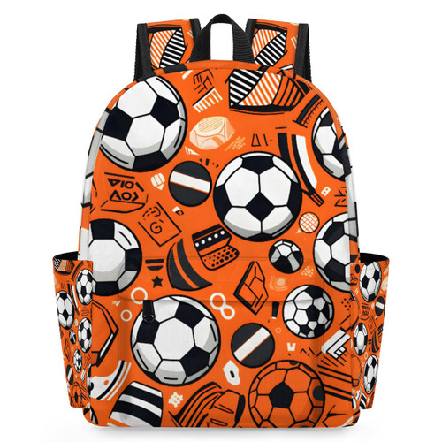 OMFUNS Sport Football Kids Backpack for Boys Girls Orange Soccer Preschool Toddler Backpack Kindergarten Nursery Bookbag Travel Children Lightweight School Bag