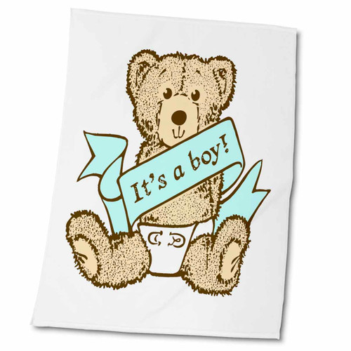 3dRose Russ Billington Teddy Bears - Baby Boy Teddy Bear Illustration - Towels (twl-255150-2)