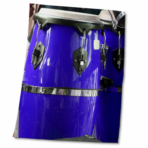 3dRose Susans Zoo Crew Musical Instruments - Blue Conga Drums - Towels (twl-156303-2)
