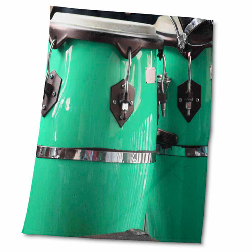 3dRose Susans Zoo Crew Musical Instruments - Conga Drums Teal - Towels (twl-156341-2)