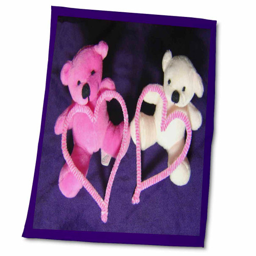 3dRose Pink and White Teddy Bears Holding Hearts Made Craft Pipe Cleaners - Towels (twl-76756-2)