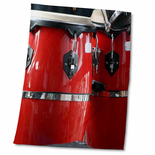 3dRose Susans Zoo Crew Musical Instruments - red Conga Drums - Towels (twl-156307-2)