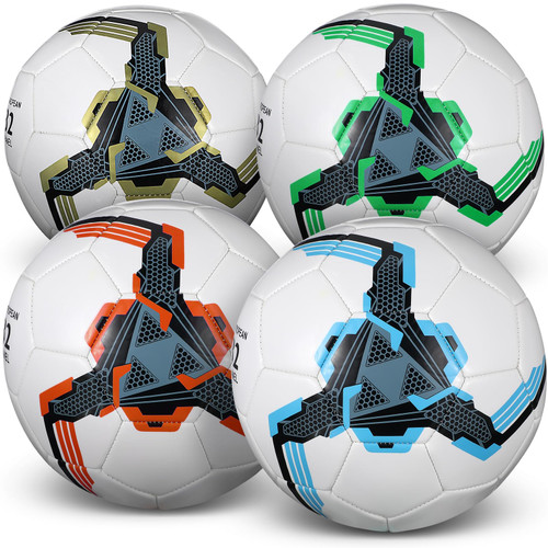 Tradder 4 Pcs Deflated Soccer Ball Bulk with Pump Outside Sport Soccer Ball Training Ball for Kids Adult and Teens for Game Match Birthday Gift Party(Size 5, Mechanical Style)