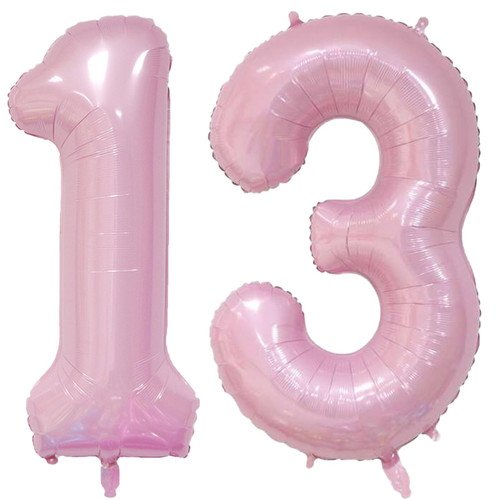 40 Inch Light Pink 13 Number Balloons Jumbo Large Number 13 Foil Mylar Balloons for 13th Birthday Party Decorations, 13th Anniversary