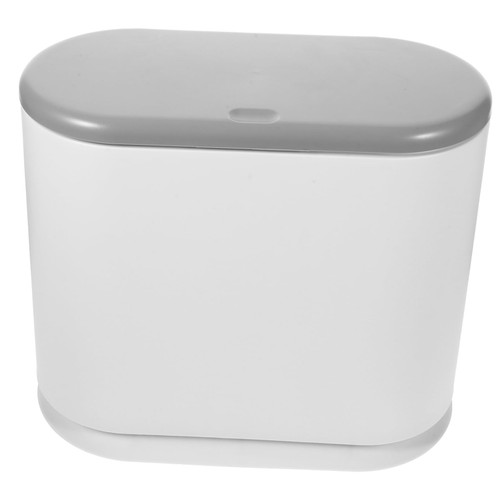 Zerodeko Slim Trash Can with Lid Plastic Trash Can Garbage Can with Lid Garbage Can Kitchen Bathroom Bin Farmhouse Trash Can Dogproof Trash Can Small Garbage Can White Office Abs Cover Oval
