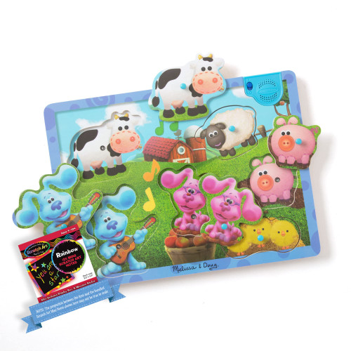 Melissa & Doug Musical Farm: Wooden Sound Puzzle Bundle with 1 Theme Compatible M&D Scratch Fun Mini-Pad (33009)