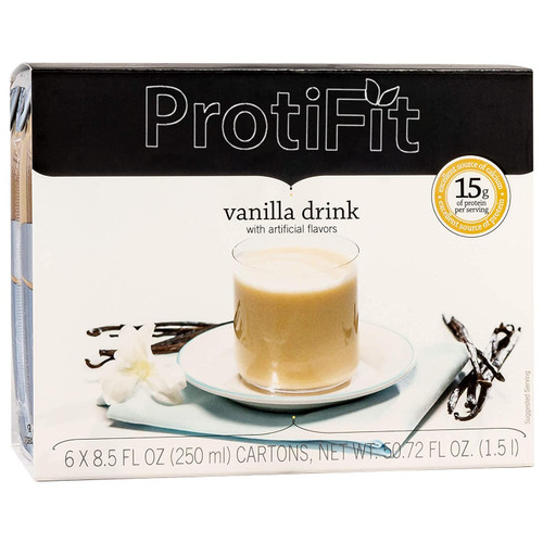 PROTIFIT - 6 Pack High Protein Ready to Drink, 15g Protein, Low Calorie, Low Fat, Low Carb, Low Sugar, Gluten Free, Ideal Protein Compatible, 6 Servings Per Box (Vanilla)