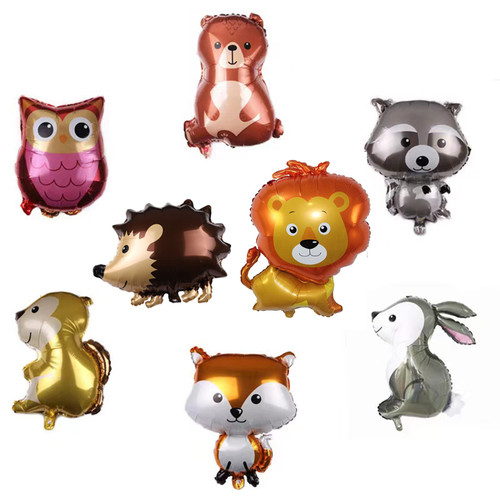8PCS Woodland Animal Balloons Forest Animals Foil Mylar Balloon for Woodland Themed Baby Shower Birthday Party Decorations