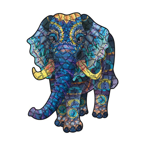 NKTDWO Elephant Wooden Puzzles for Adults, Jigsaw Puzzle for Kids 200 Pcs, 9x11.8 Inch Animal Shape Wood Cut Puzzle Game Toy Gift Box for Friends and Family Birthday Christmas (Elephant, Medium)