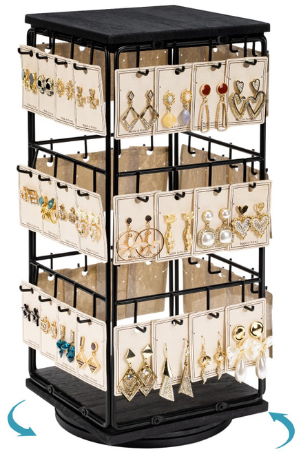 Yoimori 360 Rotating Earring Display Stands for Selling, Earring Rack Display Holder Organizer Stand, Jewelry Display for Vendors Selling Earring Cards, Necklaces, Bracelets, Hair Accessories