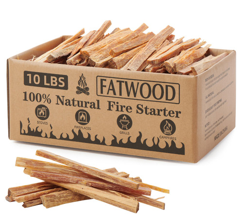 10 Lbs Fatwood Fire Starter Sticks, 100% Natural Kindling, Pine Firewood Firestarter for Campfire, Stove, Fireplace, Bonfires, Grill