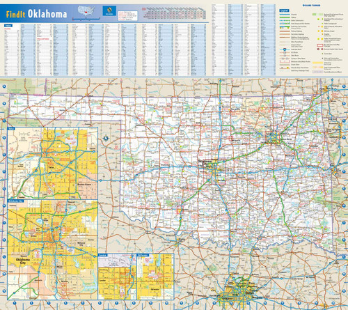 Oklahoma State Wall Map - 20.75" x 18.5" Laminated