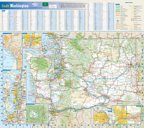 Washington State Wall Map - 20.75" x 18.5" Laminated