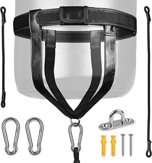 Boxing Heavy Bag Floor Anchor Double-End Fixed Rope Anchor Any Heavy Bag Includes 10" and 24" Bungee Cords and D Ring Shape Carabiner for Boxing MMA, Muay Thai, Kickboxing Training Bags