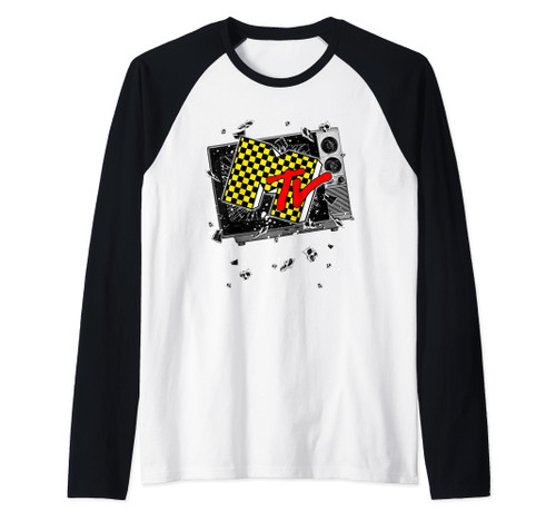 MTV Checker Board Breaking Tv Raglan Baseball Tee