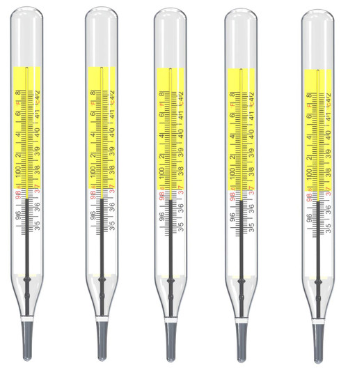 5 pcs Glass Thermometer Mercury Free Clinic Thermometer Traditional Thermometer Dual Scale Mercury Free C&F 5PK