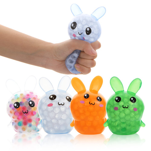 4 Pack Squishy Easter Bunny Stress Balls Toy for Kids Adults, Stress Relief Fidget Balls to Relax, Easter Party Favor Gifts for Children, Easter Basket Stuffers