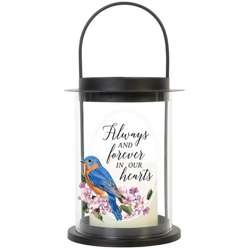 Carson Cylinder Always and Forever Memorial Lantern with Flameless Candle - Sympathy Gift for Funeral - Loss of Loved One - Remembrance Lantern for Home Decor