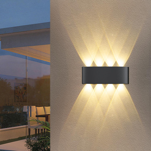 Sunwish Indoor LED Wall Light Hardwired Up and Down Wall Mount Light Black Modern Wall Lamps Sconces for Suitable for Bedroom,Living Room, Hallway,Warm White 8W 3000K 880LM (1 Pack)
