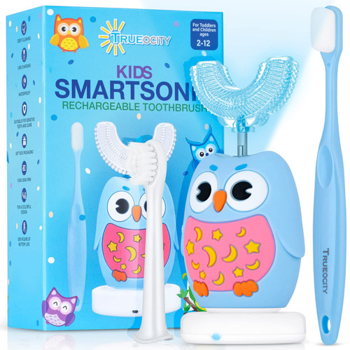 Kids Toothbrushes U Shape, Kids Automatic Toothbrush, Toddler Toothbrush U Shaped, U Toothbrush Kids, Auto Toothbrush, Rechargeable Electric Brush Age 2+, Children's U-Shaped Toothbrush (Blue Owl) Kids Toothbrushes U Shape, Kids Automatic Toothbrush, Toddler Toothbrush U Shaped, U Toothbrush Kids, Auto Toothbrush, Rechargeable Electric Brush Age 2+, Children's U-Shaped Toothbrush (Blue Owl)