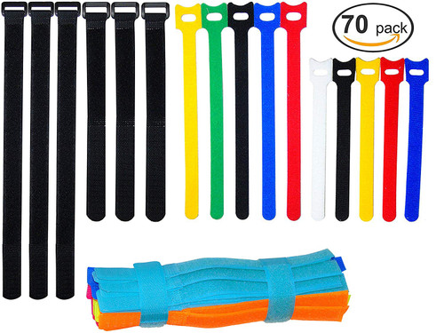 Ceeyali Colored Reusable Fastening Cable Ties Cable Straps for Wires Organization Wire Management Pack of 70