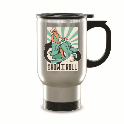 Women Scooter Gift Inspirational Quote Illustration Present for Female Riders 14oz Steinless Steel Travel Mug