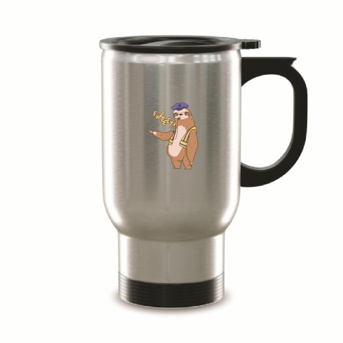 Sloth Traffic Cop Gift Sloth in Uniform Blowing His Whistle Gift for Sloth Lovers 14oz Steinless Steel Travel Mug