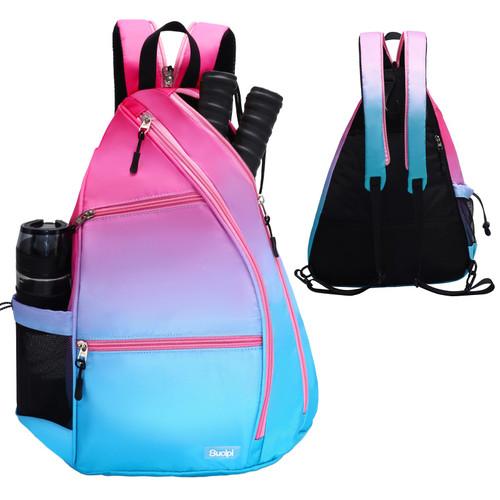 Sucipi Pickleball Bag Pickleball Backpack for Women Men Pickleball Paddle Backpack Reversible Pickleball Paddle Bag Pickleball Rackets Bags for Ladies(Dark Blue&Pink)