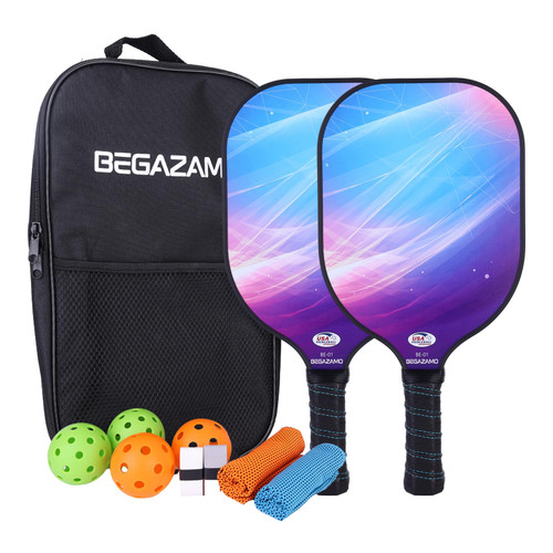 Pickleball Paddles, USAPA Approved Pickleball Paddles Set of 2, Carbon Fiber Surface Pickleball Set,4 Pickleball Balls, 2 Cooling Towels, Portable Pickleball Bag, Pickleball Paddle Gifts for Men Women