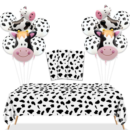PIXHOTUL Cow Party Decorations - 3 Pcs Cow Print Tablecloths, 12 Pcs Cow Print Balloons, 54 x 108 Inches Rectangle Plastic Cow Table Covers for Kids Birthday, Baby Shower, Farmhouse Party Supplies PIXHOTUL Cow Party Decorations - 3 Pcs Cow Print Tablecloths, 12 Pcs Cow Print Balloons, 54 x 108 Inches Rectangle Plastic Cow Table Covers for Kids Birthday, Baby Shower, Farmhouse Party Supplies