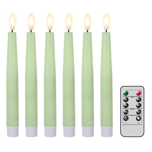 Eldnacele Real Wax LED Flameless Taper Candles with Remote Timer, 8.2 Inches Ivory Flameless Candles, Battery Operated Window Candles with 3D Flickering Flame for Xmas Halloween Home Wedding Decor
