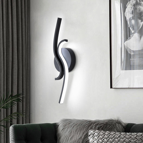 HLILCEH Modern Led Wall Sconce 6000K Black Small led Wall Lamp Acrylic Led Indoor Wall Light Fixtures for Living Room Bedroom Bedside Porch Hallway